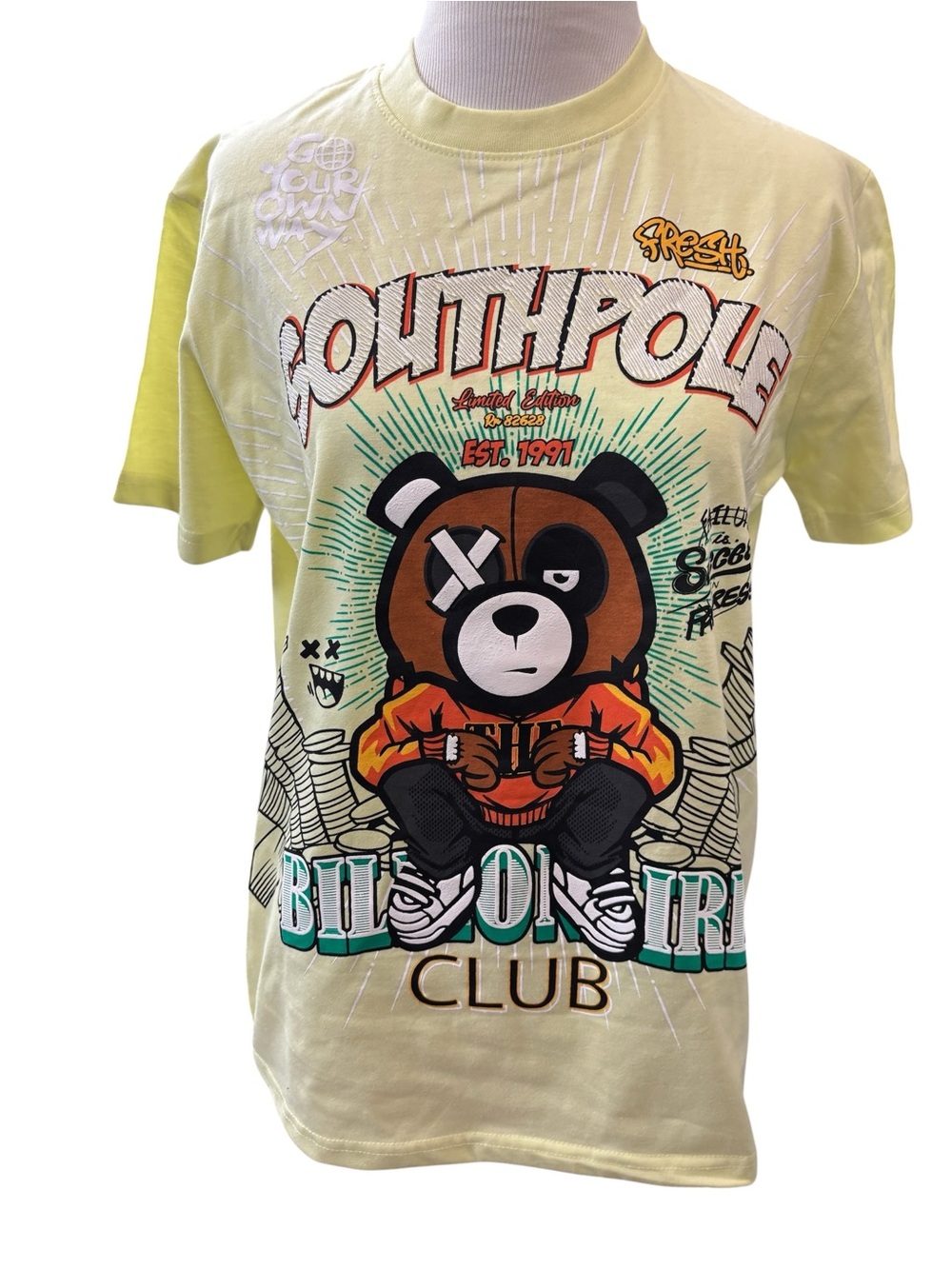 South Pole Boys' Graphic Bear Tee in Light Yellow and Brown